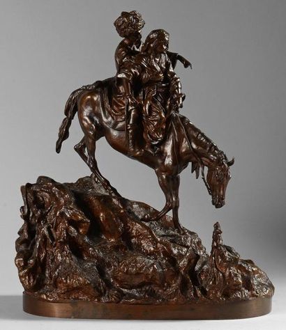 GRATCHEV Vassili Yacovlevitch (1831-1905) La confidence. Bronze à patine brune nuancée,...