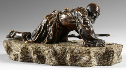 LANCERAY Eugène Alexandrovitch (1848-1886), d'après Guetteur cosaque. Bronze à patine...