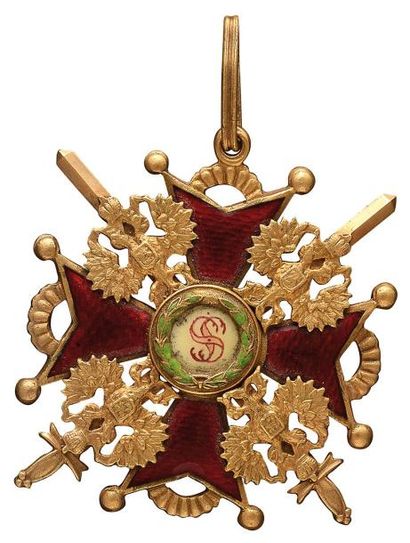 null Croix de l'Ordre de Saint-Stanislas, modèle de 2ème classe, à titre militaire,...