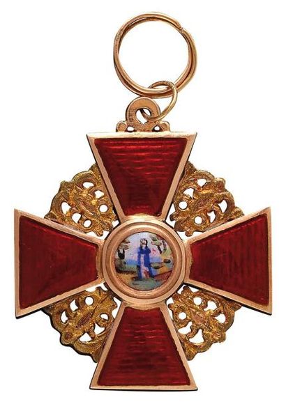 null Croix de l'Ordre de Sainte-Anne, modèle de 3ème classe, à titre civil, en or...
