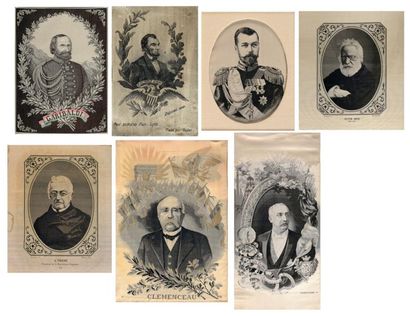 null Neuf portraits tissés de souverain et hommes politiques, 1850-1920 environ,...