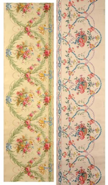 null Deux bordures de style Louis XVI, A. Hans, vers 1930, décors aux paniers fleuris...