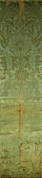 null Brocatelle vert émeraude, époque Louis XIV, lin et soie, grand dessin à pointe...