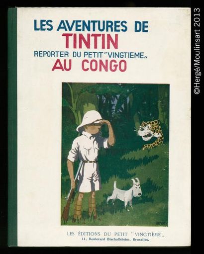 HERGÉ TINTIN NB 02. TINTIN AU CONGO. P2. Edition originale Petit Vingtième. Dos vert....