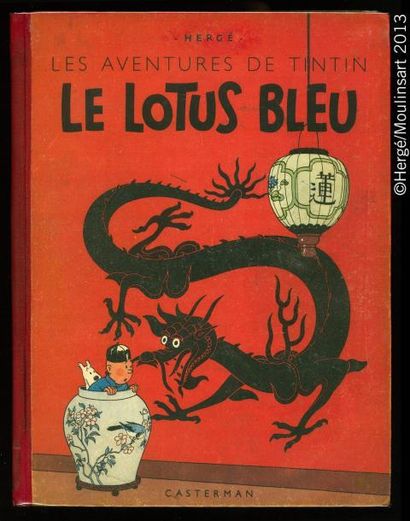 HERGÉ TINTIN NB 05. Le lotus bleu. Casterman 1942. 4ème plat A18. Dos rouge Pellior....