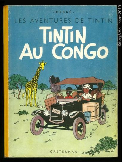 HERGÉ TINTIN 02. Tintin au Congo. B1. Edition originale couleurs 1946. Dos jaune....