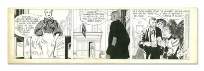 RAYMOND Alex Rip Kirby - Encre de chine pour un strip paru le 87 Août 1954 - Signé...