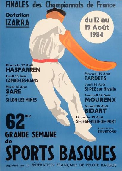 null Affiche. «Finales des Championnats de France» de sports Basques du 12août 1984....