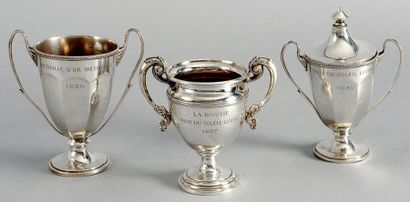 null Lot de 3 coupes trophées. Golf de la Boulie 1927 et 1930. Hauteur 9 -10 et 13...