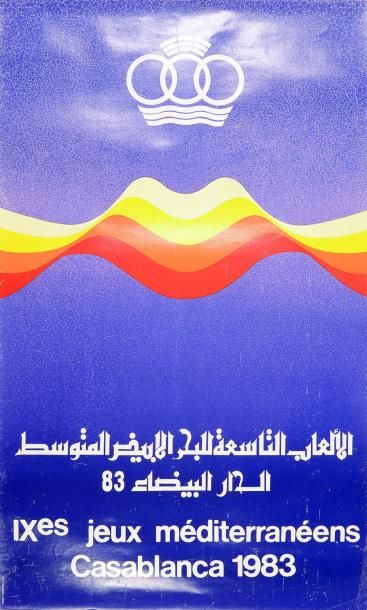 null Affiche des IXème Jeux Méditerranéens en 1983à Casablanca. Dim. 76 x 121cm....