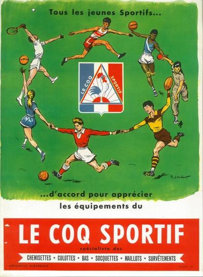 null Affichette «Le Coq Sportif». Illustration de Paul Ordner. La ronde des sports....