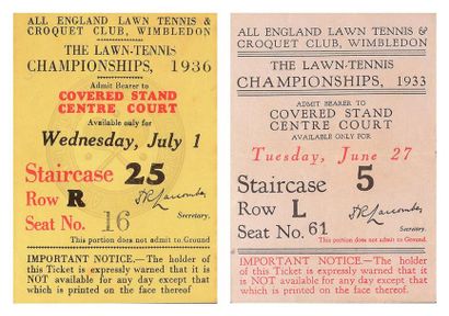 null Ensemble d?environ 45 billets des Internationaux de Wimbledon entre 1933et 2009....