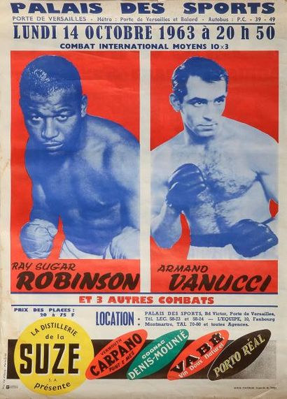 null Affiche du combat entre Ray Sugar Robinson et Armand Vanucci le 14 octobre 1963au...