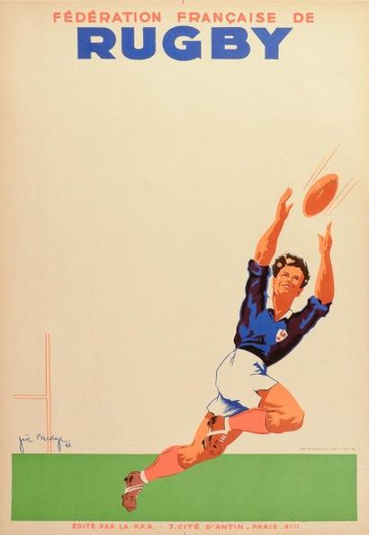 null Affiche passe partout «Fédération Française de Rugby». Illustrée par Joe Bridge...
