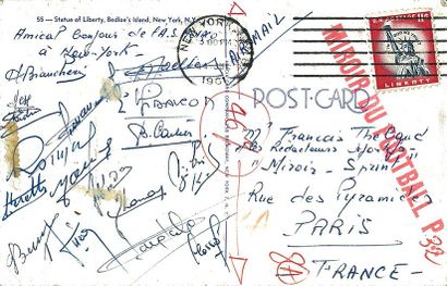 null Carte postale avec les signatures des joueurs de l?AS Monaco 1961envoyée de...