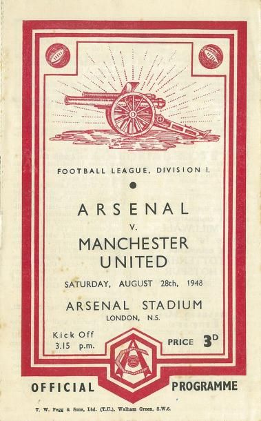 null Programme officiel de la rencontre entre Arsenal et Manchester-United le 28...