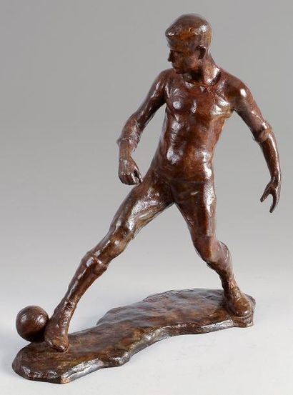 null Sculpture en bronze. «Footballeur». Signée Gustave Pickery (1862-1921). Superbe...
