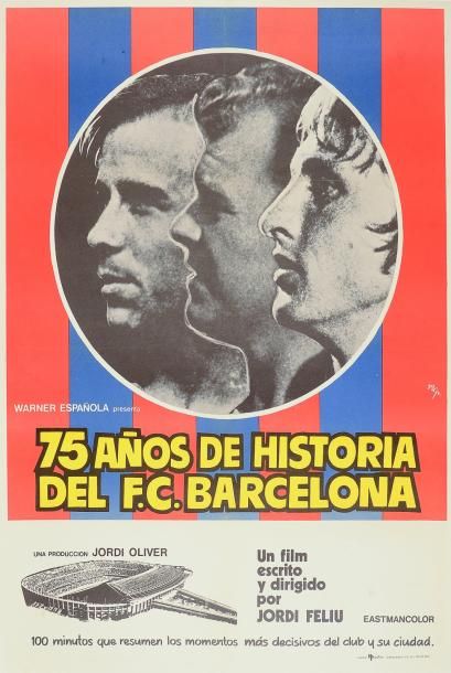null Affiche du film «L?Histoire des 75 ans du FC Barcelone». En illustration les...