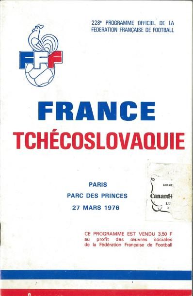 null Programme officiel de la rencontre entre la France et la Tchécoslovaquie le...