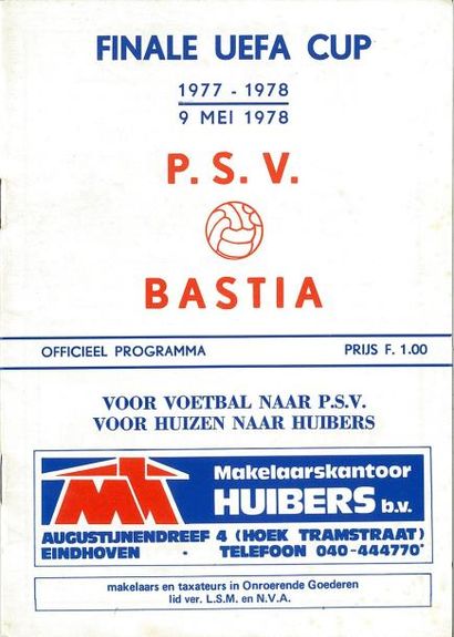 null Programme officiel de la finale retour de la Coupe de l?UEFA 1978 entre le P.S.V...