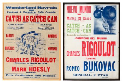 null Ensemble de 2 affiches de rencontres de catch avec Charles Rigoulot (l?homme...