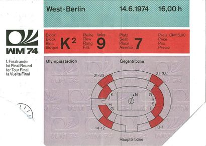 null Lot de 3 billets de la Coupe du Monde 1974 en Allemagne. Matches RFA-Chili,...