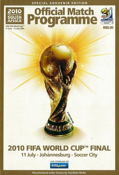null Programme de la finale de la Coupe du Monde 2010 entre les Pays-Bas et l?Espagne...