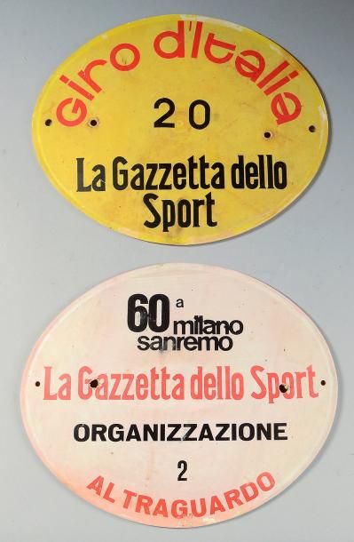 null Lot de 2 plaques voitures du 60ème Milan San Rémo en 1979 et du Giro d?Italia....
