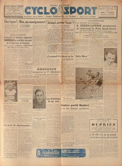 null Lot de 88 numéros de la revue Cyclo-Sport de 1946 à 1948 avec le numéro 1. (états...