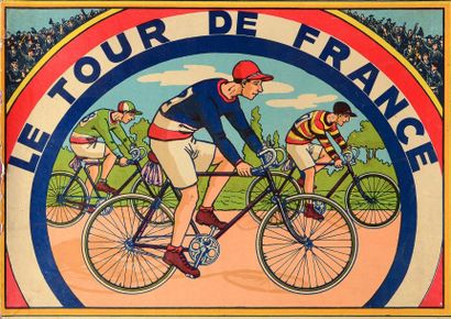 null Jeu du Tour de France complet de ses accessoires. Vers 1920. Boîte en état ...