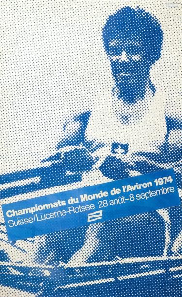 null Affiche officielle des Championnats du Monde 1974 en Suisse. Dim. 64 x 101cm....