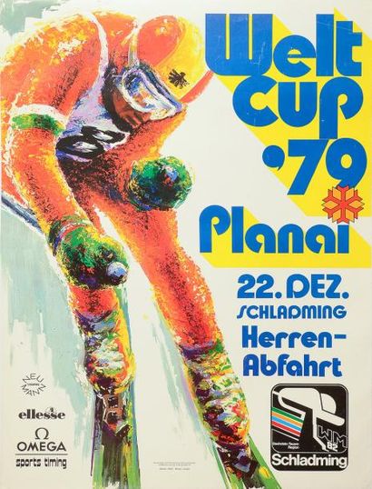 null Affiche de la Welt Cup 1979 à Schladming. Dim. 59 x 79 cm. Entoilée