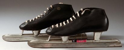 null Paire de patins de vitesse de la marque AD (Norvège). Vers 1950. Longueur des...
