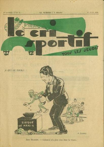 null Lot de 5 numéros du «Cri Sportif» pour l?année 1929. Revue hebdomadaire de l?actualité...