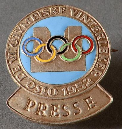1952. Oslo Badge officiel. «Presse» des VI ème Jeux Olympiques d?hiver