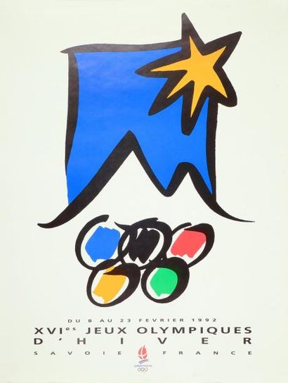 1992. Albertville Affiche officielle des XVIème Jeux d?hiver. (emblème officiel)....
