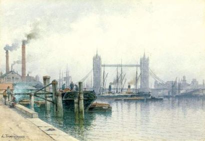 Louis Etienne TIMMERMANS (1846-1910) Tower Bridge Aquarelle sur papier signée en...