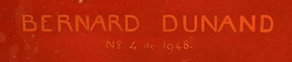 BERNARD DUNAND (1908-1998) Paravent aux faisans. Paraent à quatre feuilles en laque...