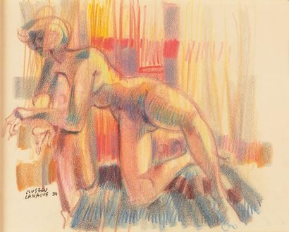 Jean CluseauLanauve (1914-1997) Nu Pastel signé en bas à gauche. 26 x 33 cm.