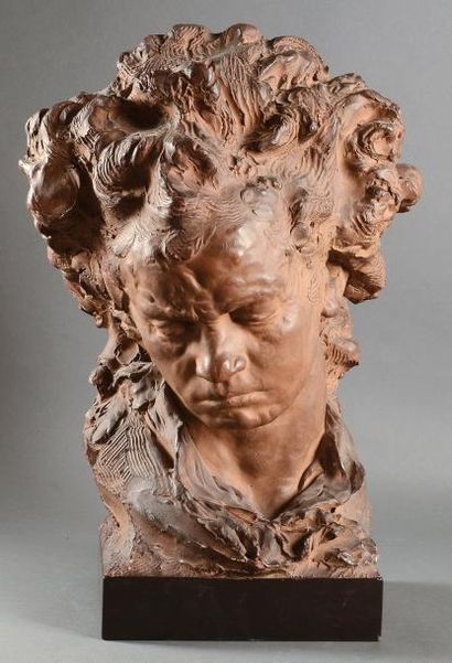 Fernand CIAN (Ciancianaini) Italie (XIX-XX) Buste de Beethoven Epreuve en terre cuite....