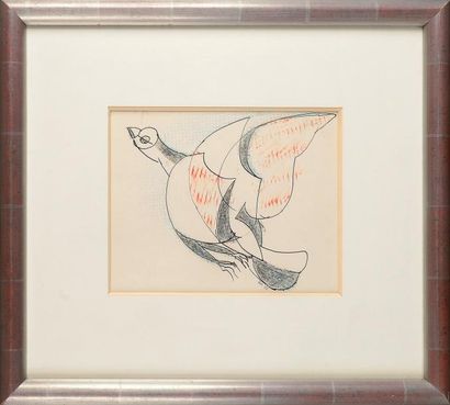 Henri de WAROQUIER (1881-1970) L'oiseau Plume et pastel signé des initiales. 20 x...
