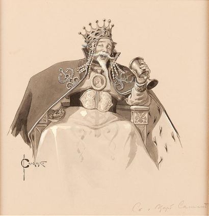 Serge Solomko (1867-1928) Le roi Lavis et rehauts de gouache, signé en bas à gauche....