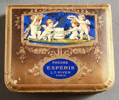 L.T.PIVER «Espéris» - (années 1910) Rare boite de poudre rectangulaire galbée en...