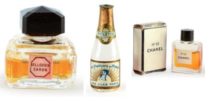 Caron - Chanel - Marcy - (années 1920-1960) Lot comprenant 3 diminutifs parfums en...