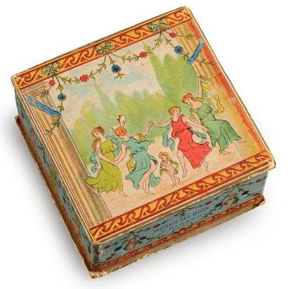 Rigaud «Muses des Bois» - (années 1920) Boite de poudre carrée cubique en carton...