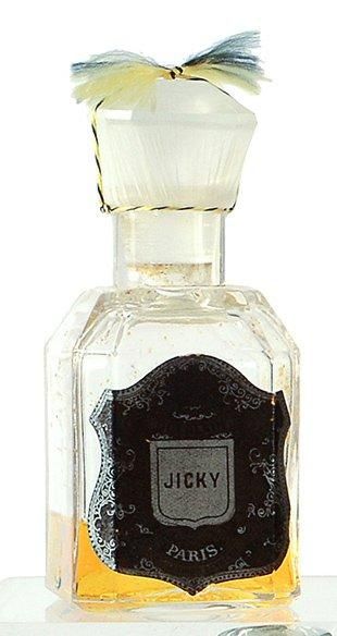 Guerlain «Jicky» - (1889) Flacon carafon en verre incolore pressé moulé de section...
