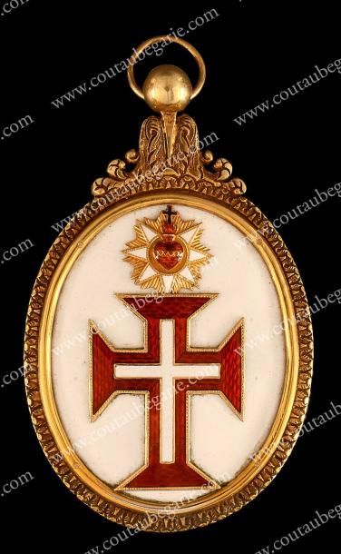 null Ordre du Christ (Portugal). Médaillon de Grand- Croix en vermeil et émail, double...
