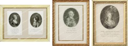 null Louis XVI et la Famille royale. Lot de quatre gravures représentant Louis XVI,...