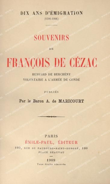 null De Maricourt, Baron A. Dix ans d'émigration (1791- 1801), Souvenirs de François...