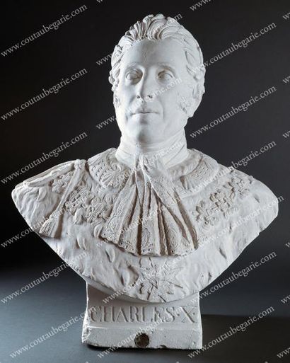 DIEUDONNE Jacques-Augustin (1795-1873) Buste du roi Charles X en costume de sacre....